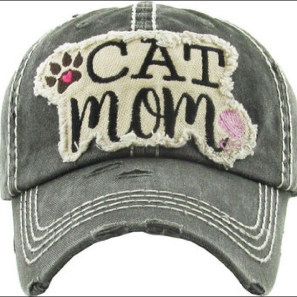 CAT MOM Washed Vintage Ball Cap - Picture 2 of 7